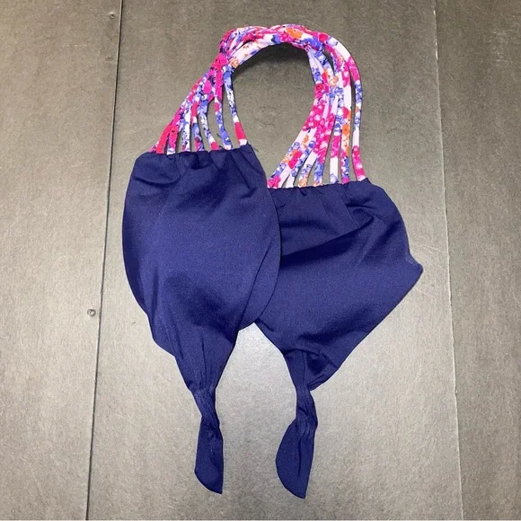 Front Tie Navy Blue Small Bikini Top - Picture 5 of 6